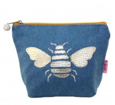 Cosmetic Purse - Blue with Bee - Love Roobarb