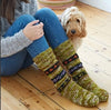 Woollen Fuji Slipper Socks - Green and Black